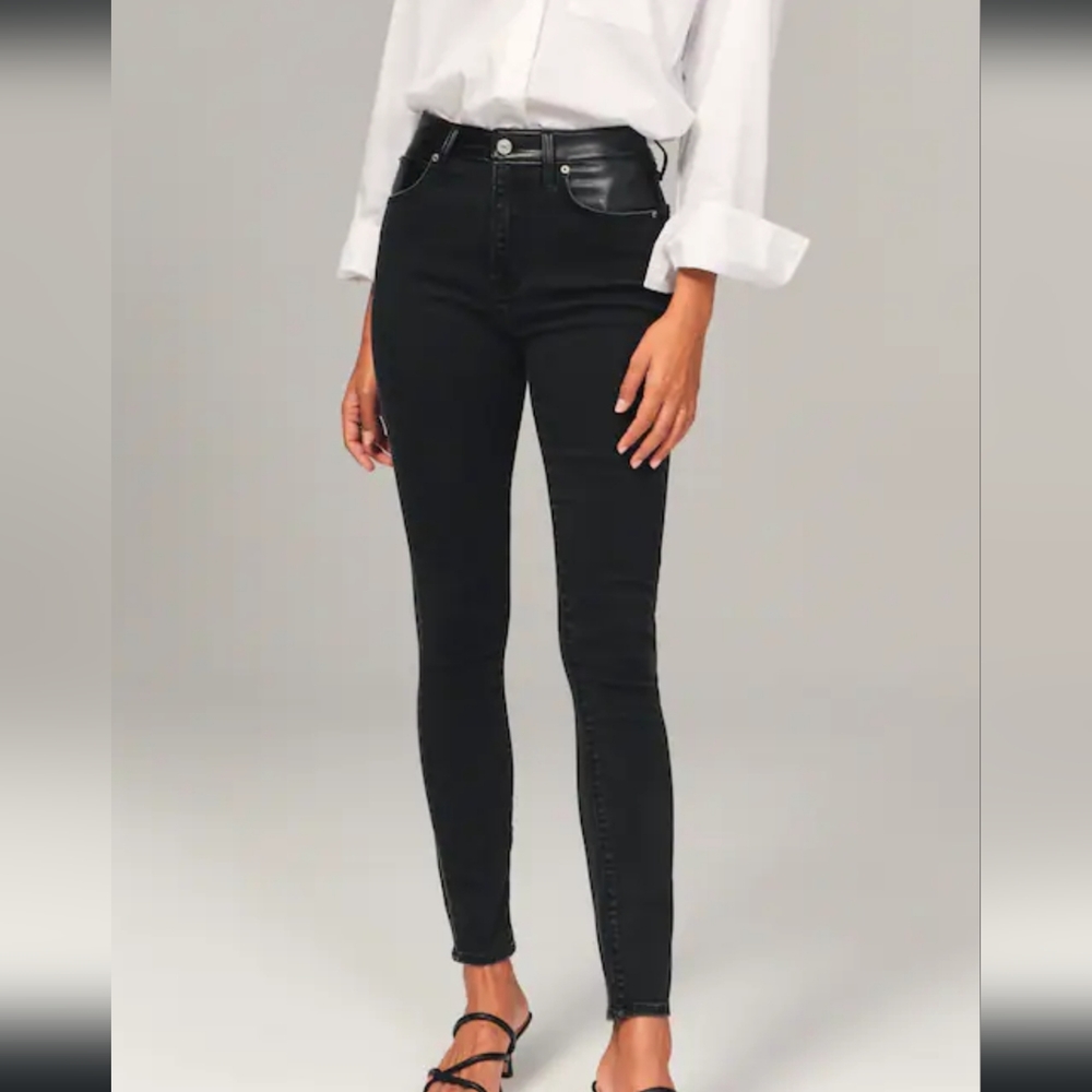 SALE-Abercrombie The Super Skinny Ankle High Rise with Leather Detail Jean-29/8R